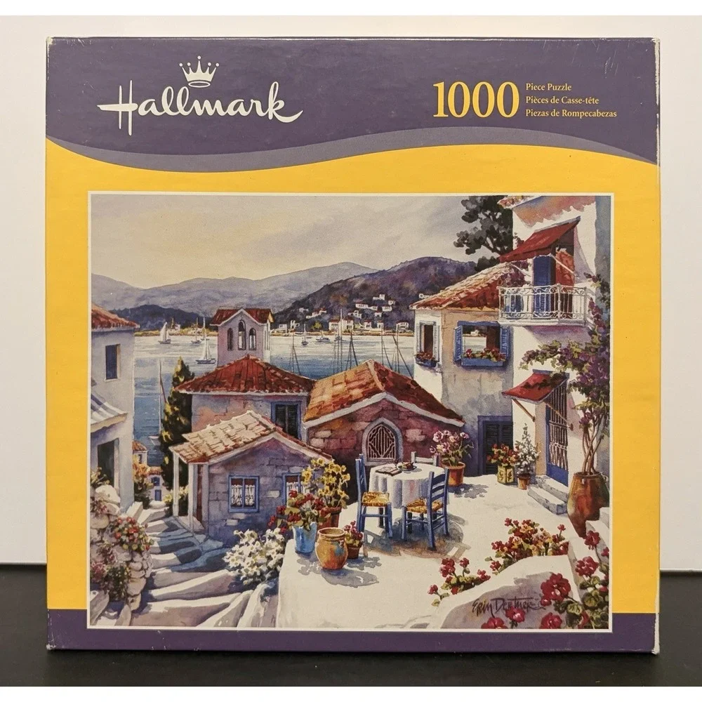 HALLMARK HASBRO ERIN DERTNER 1000 PIECES SEASIDE LEISURE JIGSAW PUZZLE GREECE